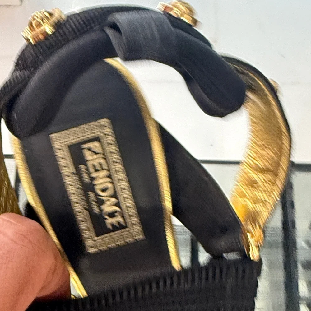 Fendi Chic Black and Gold Women's Heels